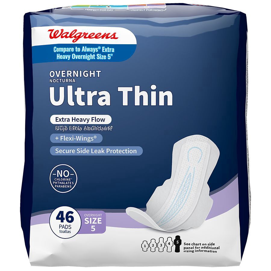slide 1 of 5, Walgreens Ultra Thin Pads Unscented, 46 ct