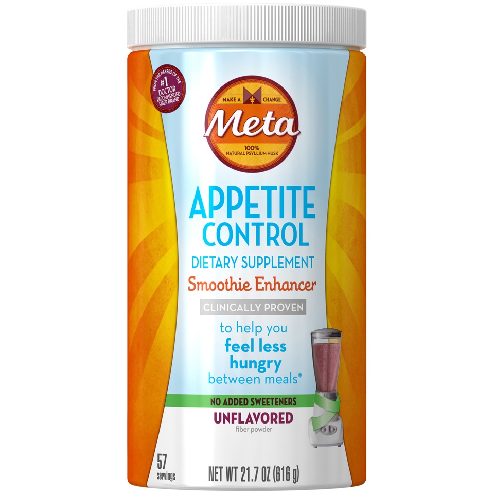 slide 1 of 3, Meta Appetite Control Dietary Supplement Smoothie Enhancer Unflavored Powder, 57 oz