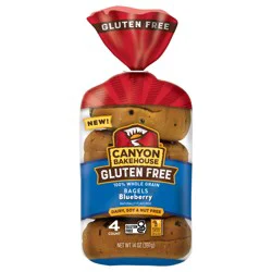 Canyon Bakehouse Gluten Free Blueberry Bagels, Frozen, 4 Count