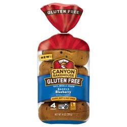 Canyon Bakehouse Gluten Free Blueberry Bagels, Frozen, 4 Count