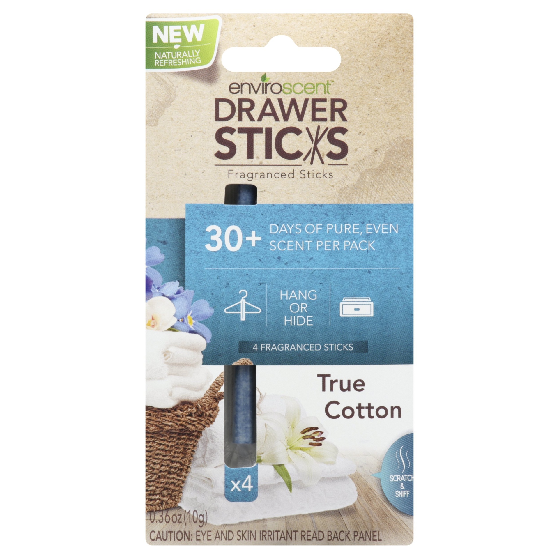 slide 1 of 1, Enviroscent True Cotton Drawer Sticks, 4 ct