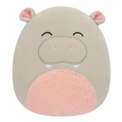 Squishmallows 8" Grey Hippo With Pink Fuzzy Belly Plush Toy