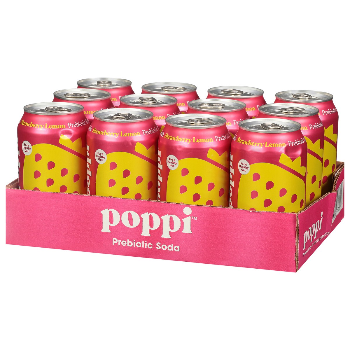 slide 5 of 9, Poppi Strawberry Lemon Prebiotic Soda - 12 ct, 12 ct