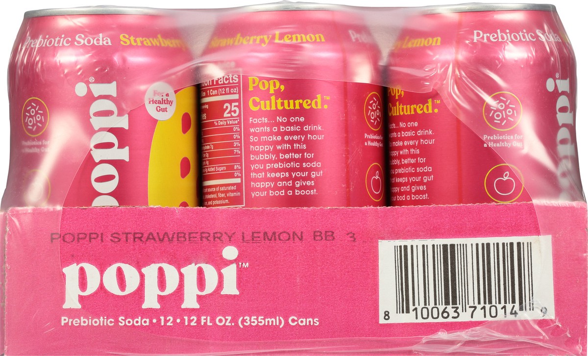 slide 8 of 9, Poppi Strawberry Lemon Prebiotic Soda - 12 ct, 12 ct