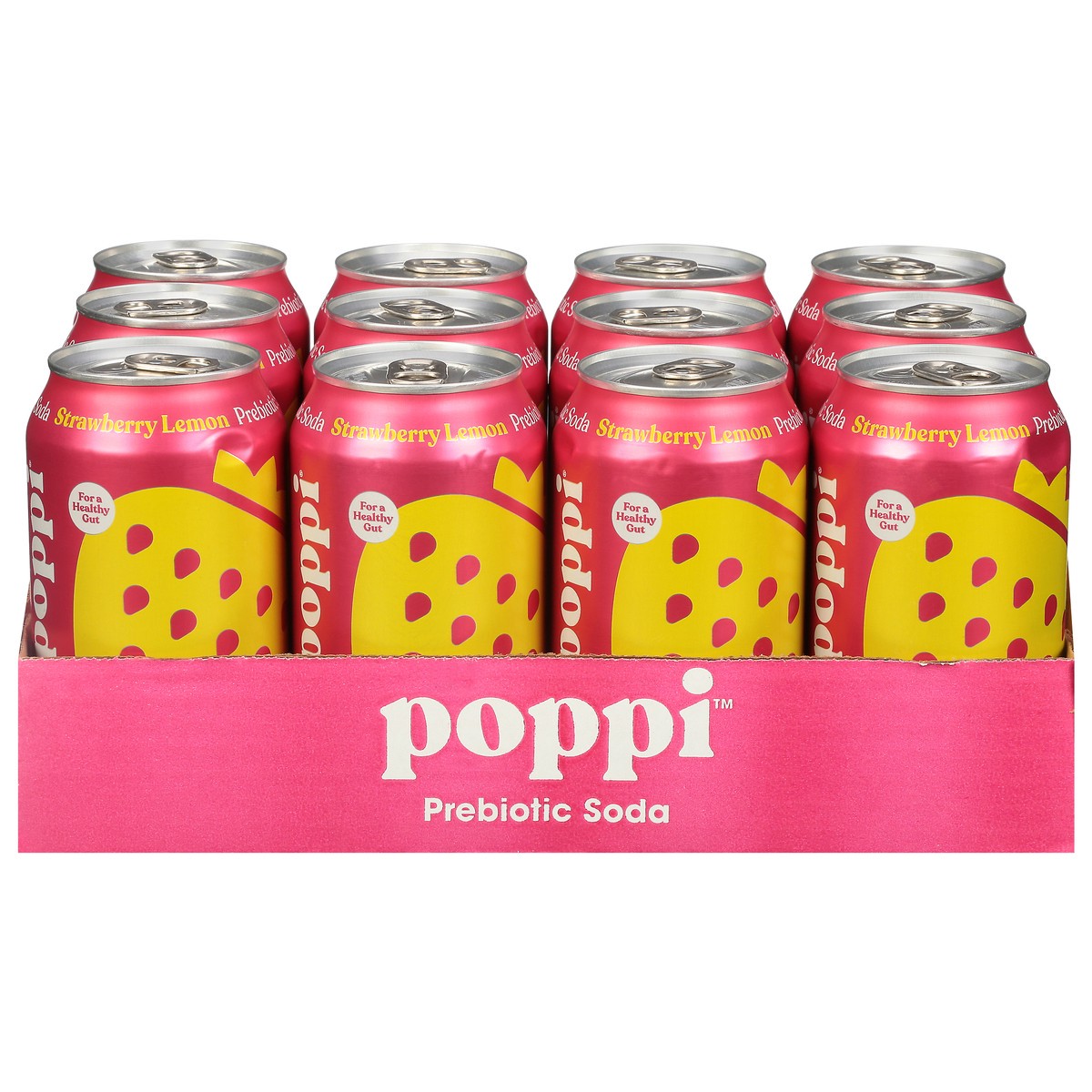 slide 3 of 9, Poppi Strawberry Lemon Prebiotic Soda - 12 ct, 12 ct