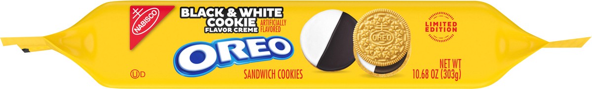 slide 12 of 13, OREO Black and White Cookie Creme Sandwich Cookies, Limited Edition, 10.68 oz, 10.68 oz