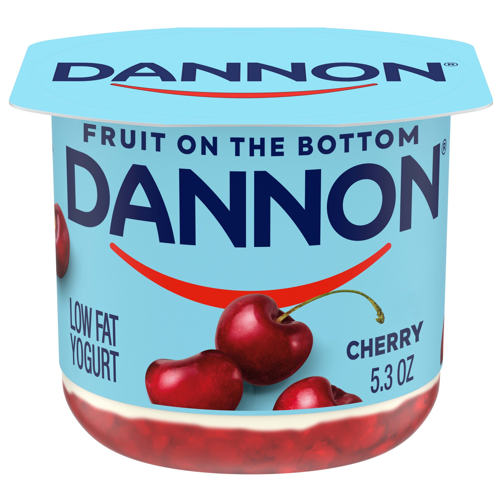 slide 1 of 5, Dannon Fruit on the Bottom Cherry Low Fat Yogurt, Gluten Free Snacks with Real Cherry Pieces, Good Source of Calcium and Vitamin D, 5.3 OZ Yogurt Container, 5.3 oz