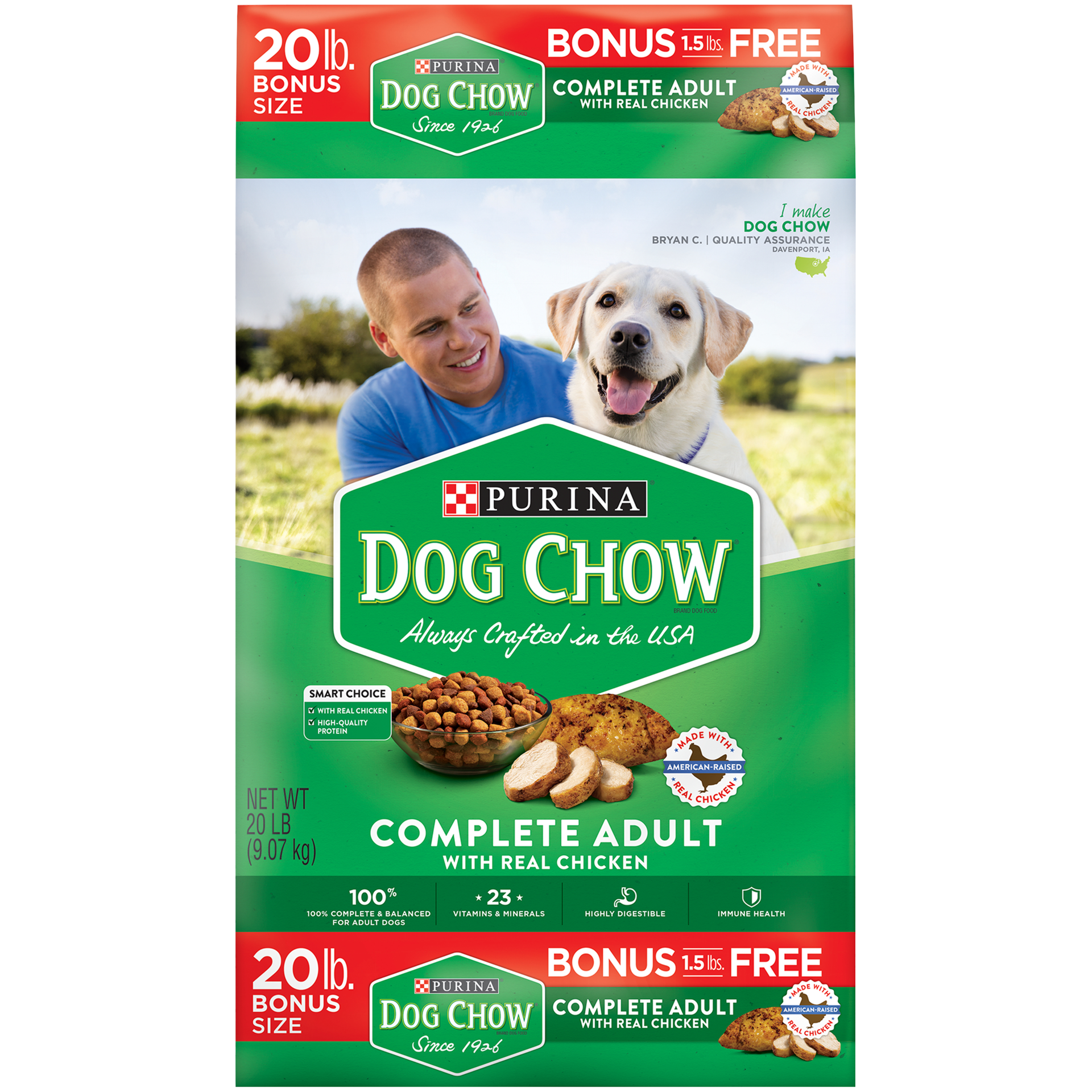 slide 1 of 2, Purina Dog Chow Dry Dog Food, Complete Adult With Real Chicken, 20 lb