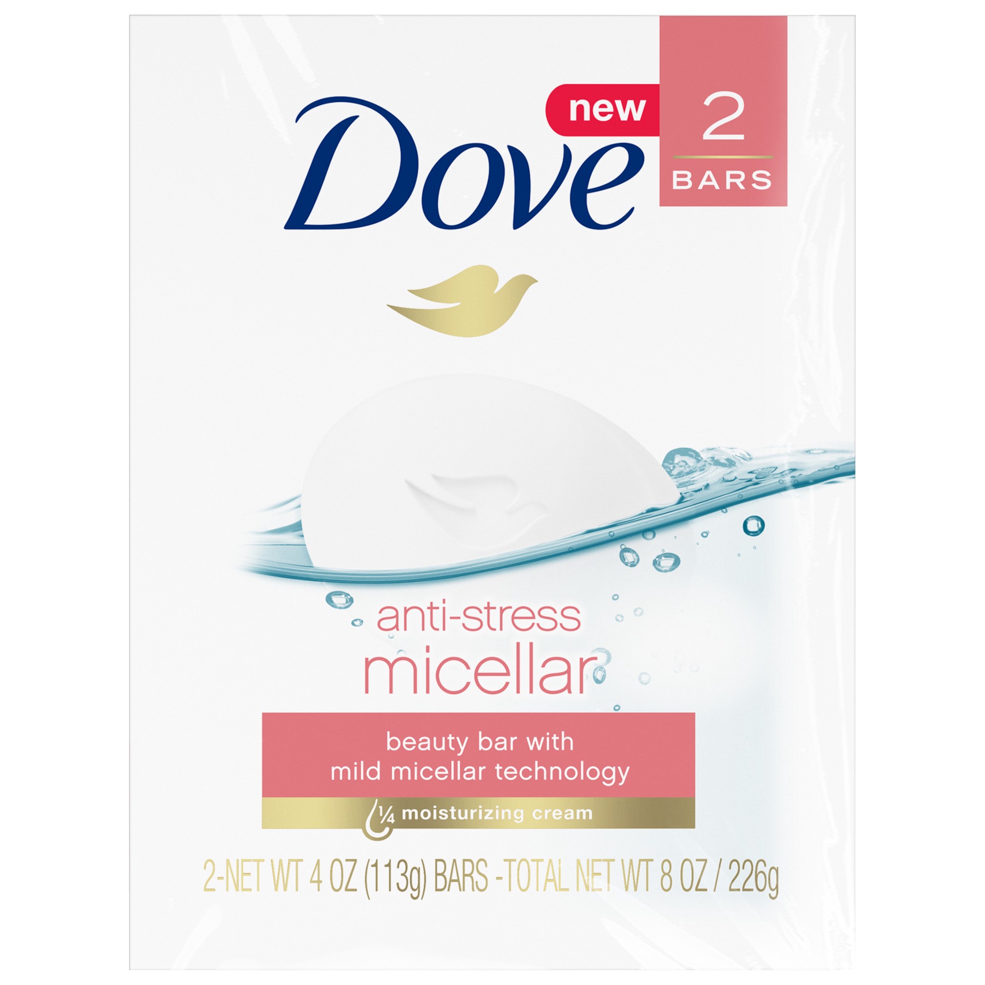 slide 1 of 3, Dove Micellar Anti-Stress Beauty Bar, 2 ct