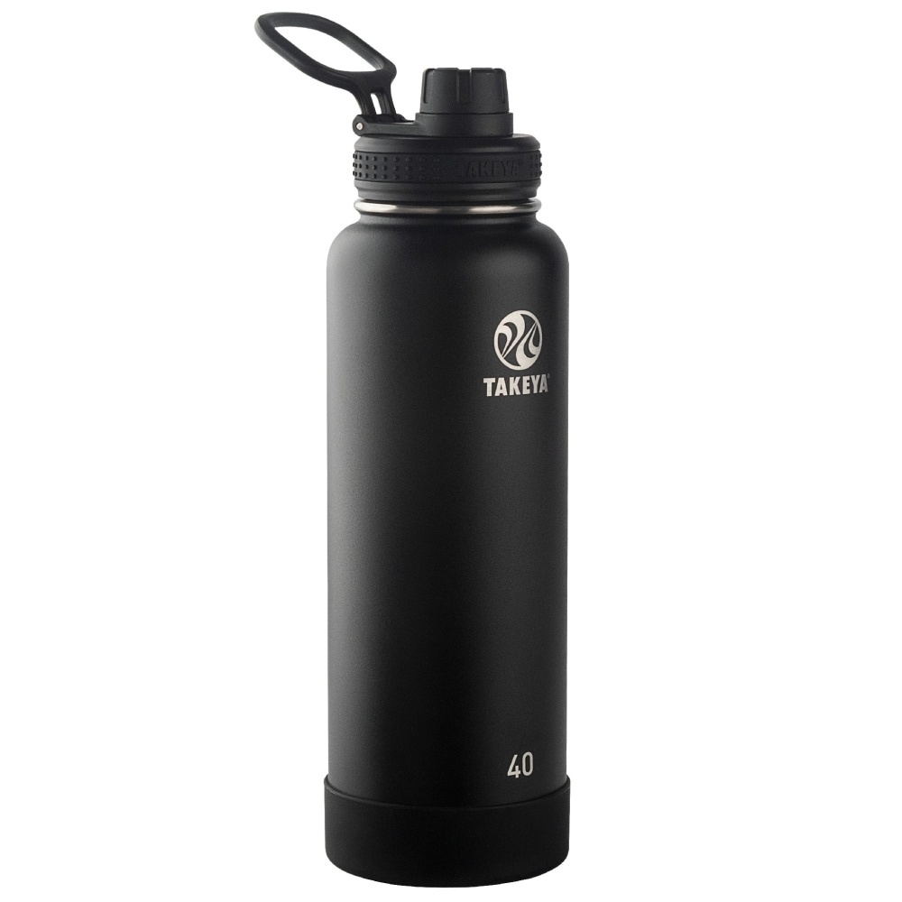 slide 1 of 1, Takeya Actives Insulated Stainless Steel Water Bottle with Spout Lid - Onyx, 40 oz