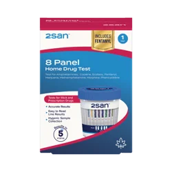 2san Home Drug Test - 7 Strip - (Thc), Cocaine (Coc), Methamphetamine (Met), Opiates (Opi), Phencyclidine (Pcp), Amphetamine (Amp), Ecstasy (Mdma)