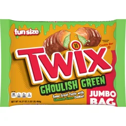 TWIX Fun Size Ghoulish Green Caramel Cookie Milk Chocolate Halloween Candy Bars, 16.37 Oz Bulk Bag