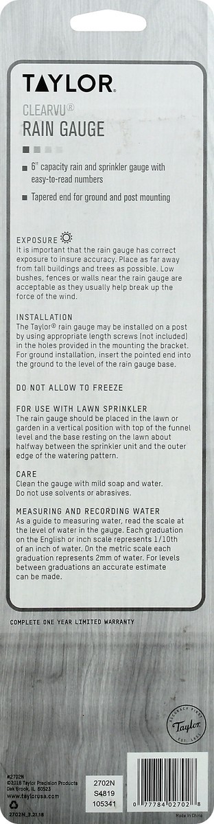 slide 9 of 11, Taylor Rain Gauge 1 ea, 1 ct
