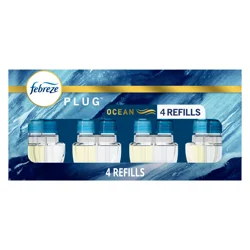 Febreze Plug In Air Freshener, Odor-Fighting Scented Oil Refill, Air Fresheners for Home and Bathroom and Kitchen, Long Lasting for Strong Odors, Ocean Scent, 0.87 oz Refills, 4 Count