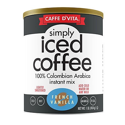 slide 1 of 1, Caffe D'Vita French Vanilla Simply Iced Coffee Instant Mix, 16 oz