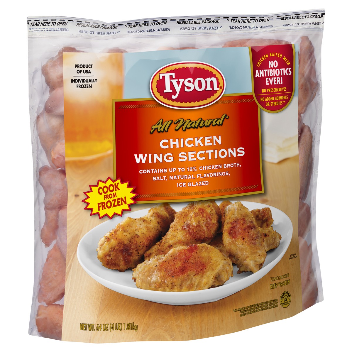 slide 2 of 6, Tyson Chicken Wing Sections, 4 lb. (Frozen), 64 oz