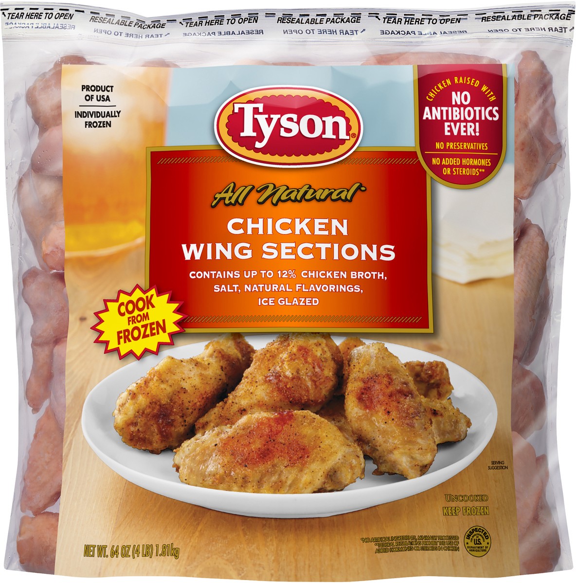 slide 5 of 6, Tyson Chicken Wing Sections, 4 lb. (Frozen), 64 oz