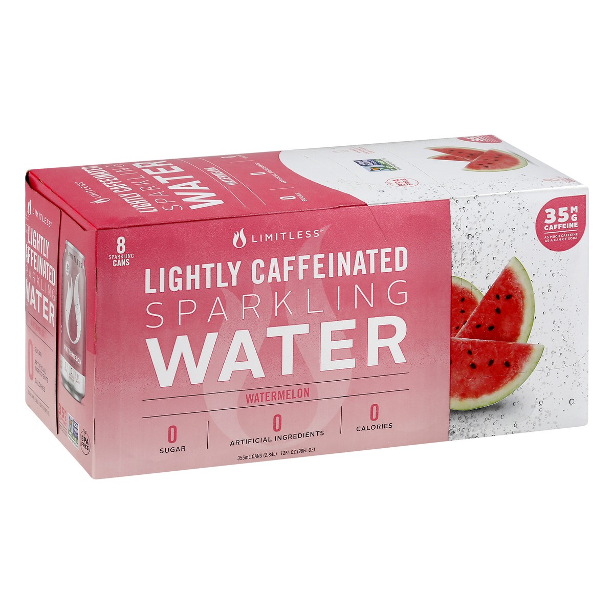 slide 7 of 10, LIMITLESS Refresh Lightly Caffeinated Sparkling Water, Watermelon- 8 ct, 8 ct