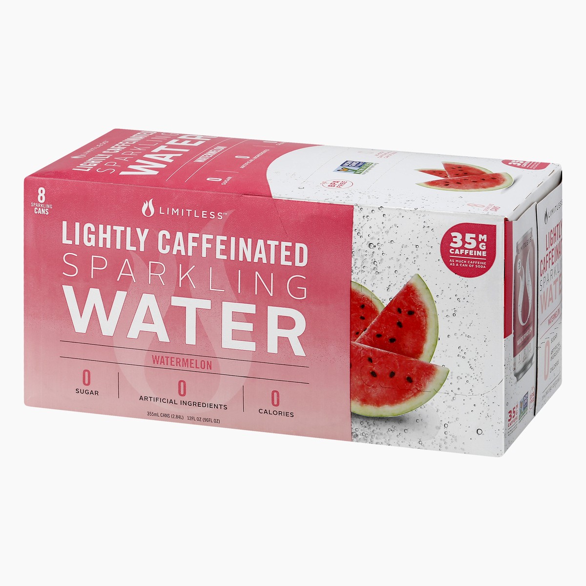 slide 6 of 10, LIMITLESS Refresh Lightly Caffeinated Sparkling Water, Watermelon- 8 ct, 8 ct