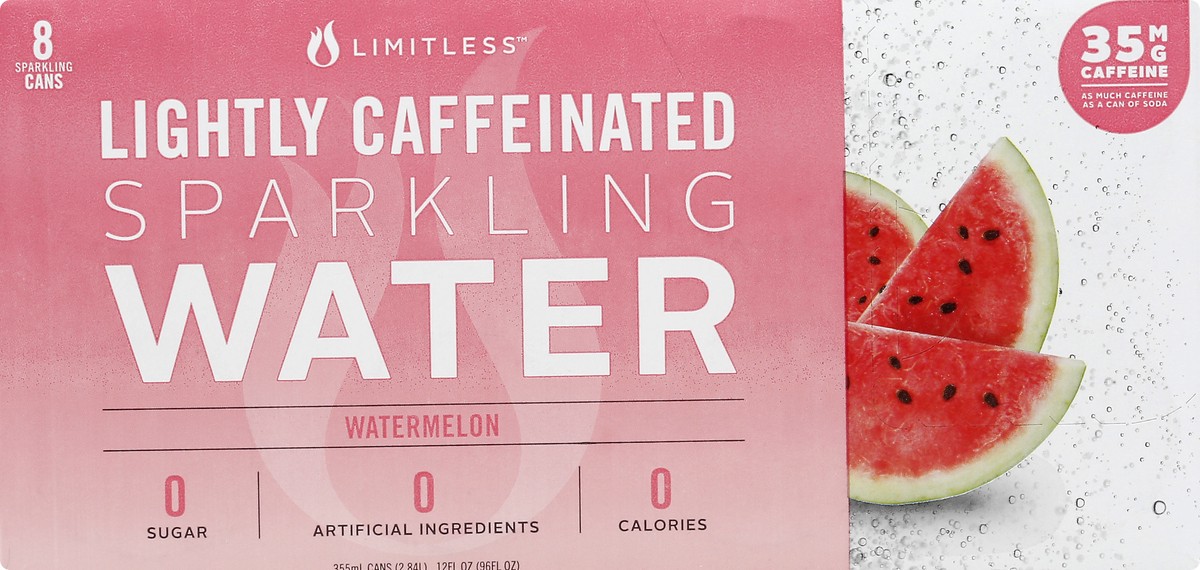 slide 4 of 10, LIMITLESS Refresh Lightly Caffeinated Sparkling Water, Watermelon- 8 ct, 8 ct