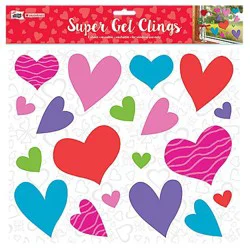 Mello Smello Multi Color Hearts Super Gel Clings 12 x 12 Inch- Each
