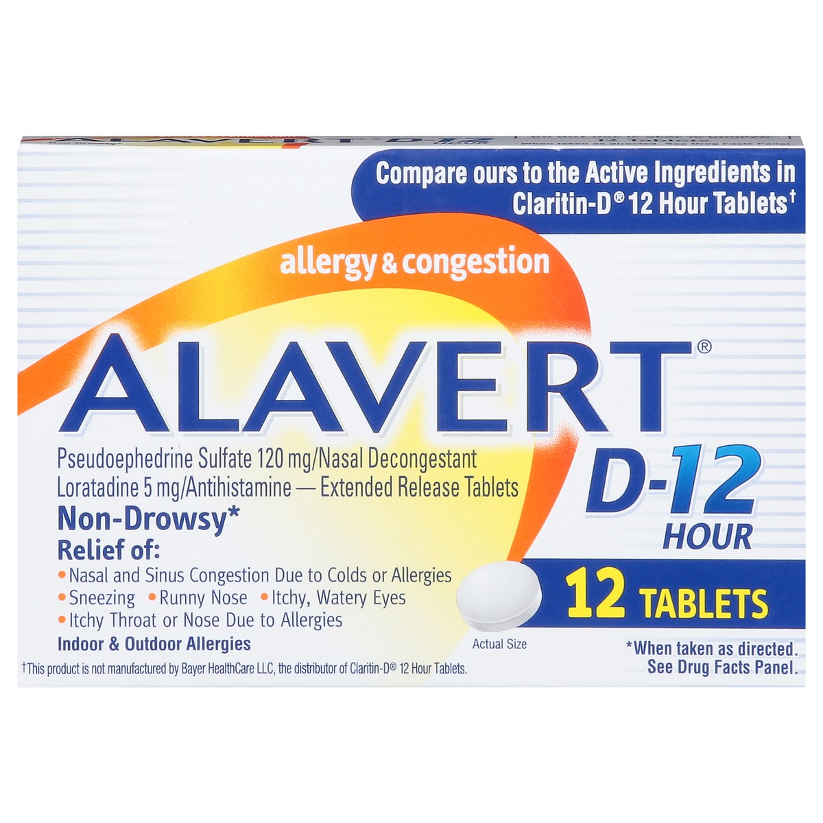 slide 2 of 14, Alavert D-12 Hour Allergy & Congestion 12 Tablets, 12 ct