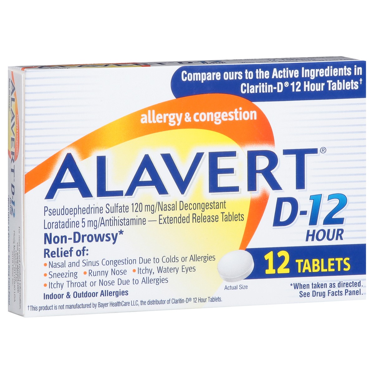 slide 9 of 14, Alavert D-12 Hour Allergy & Congestion 12 Tablets, 12 ct