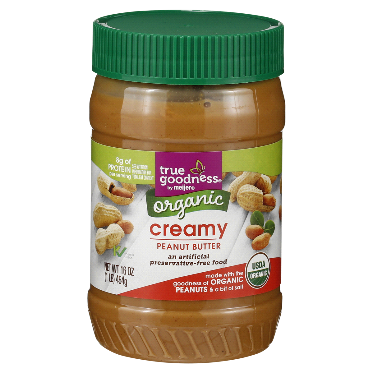 slide 1 of 5, True Goodness by Meijer Organic Creamy Peanut Butter, 16 oz