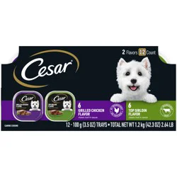 Cesar Farmer's Select Grilled Chicken Flavor/Top Sirloin Flavor Dog Food 12 - 3.5 oz Trays