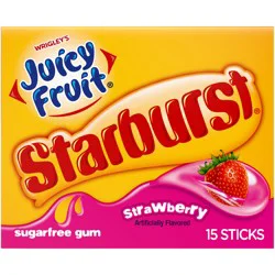JUICY FRUIT Starburst Strawberry Chewing Gum, Single Pack, 15 Stick