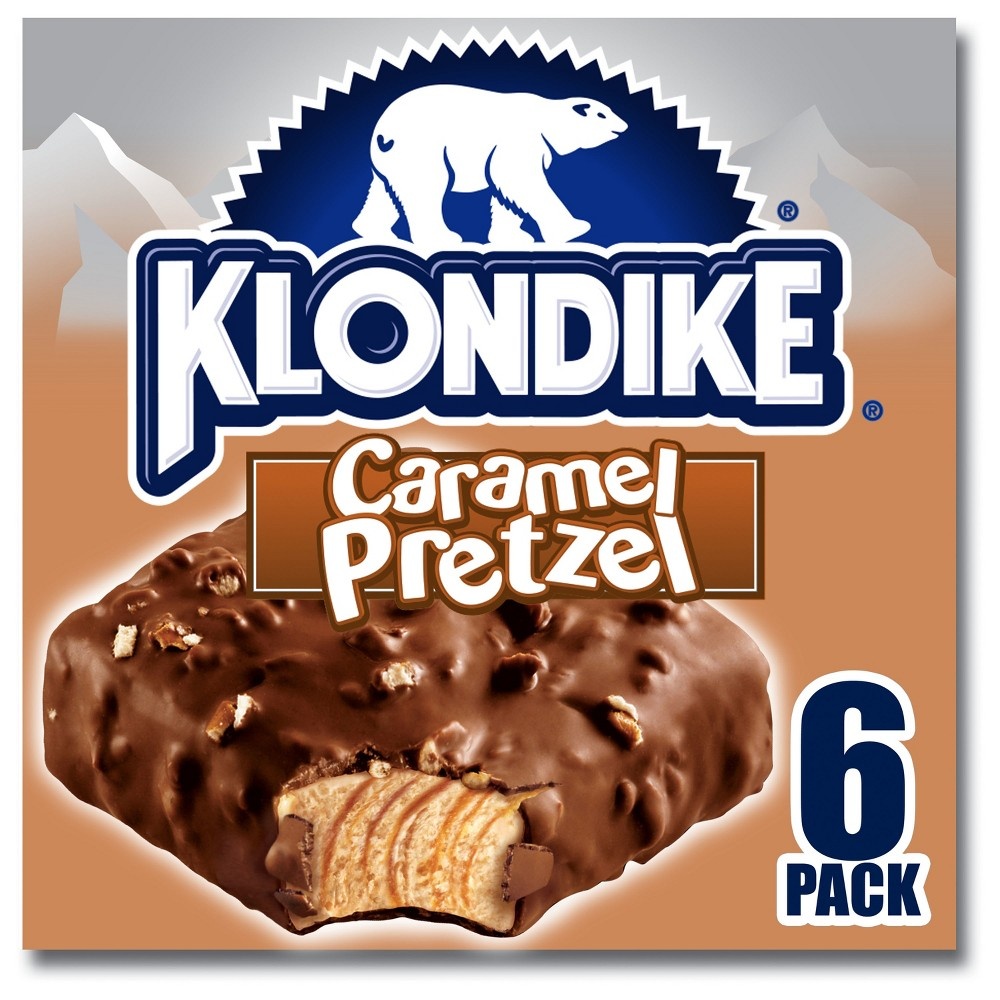 slide 6 of 8, Klondike Caramel Pretzel Ice Cream Bars, 6 ct