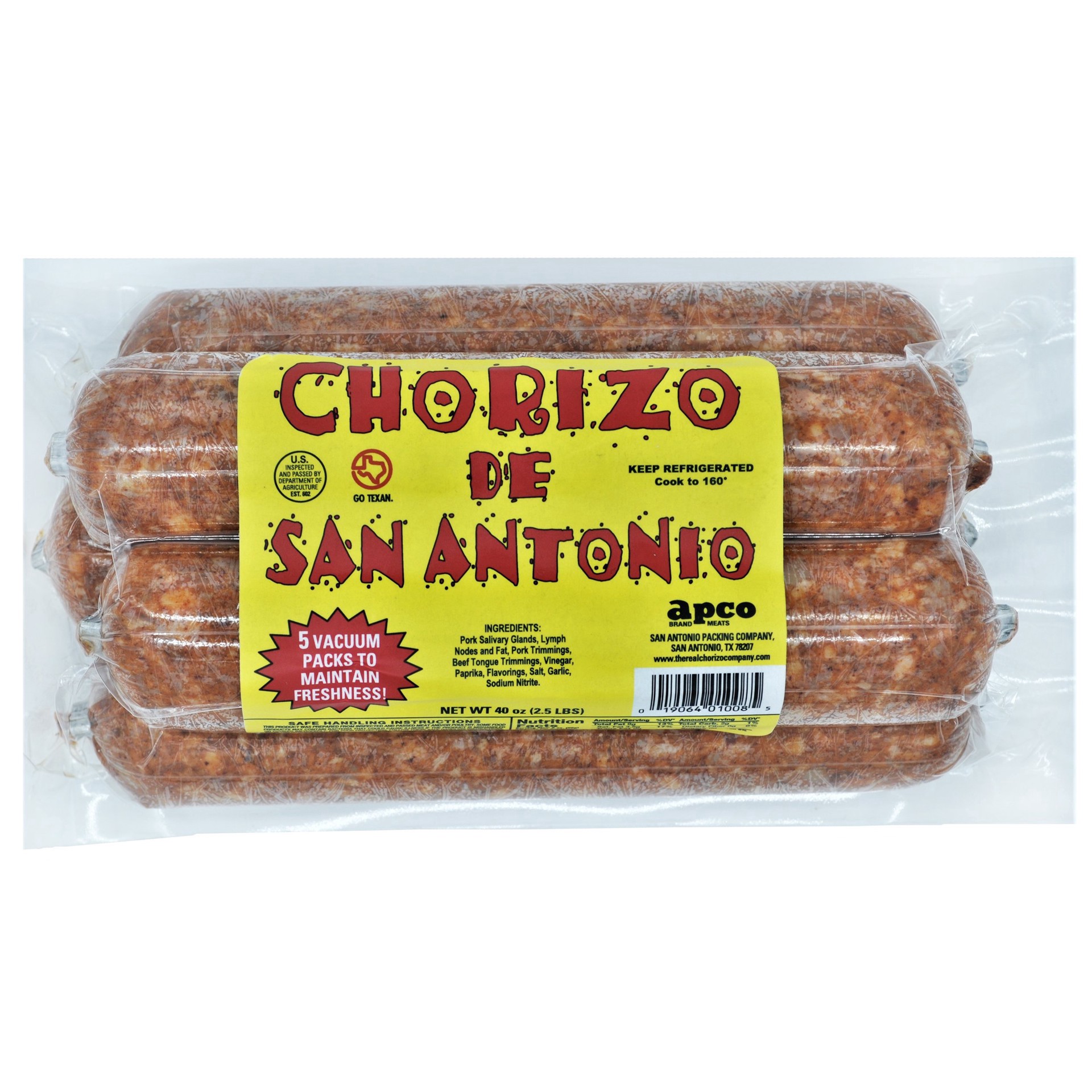 slide 1 of 1, Apco Chorizo De San Antonio, 40 oz