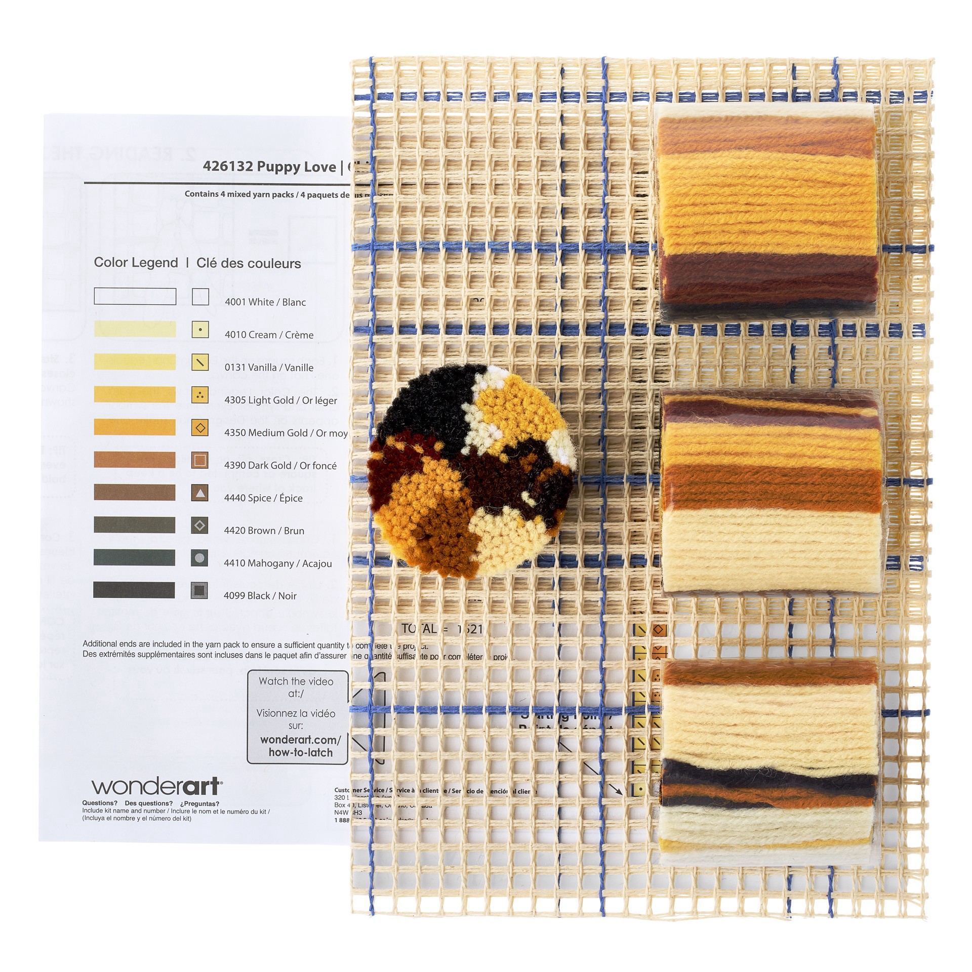 slide 2 of 5, Wonderart Puppy Love Latch Hook Kit, 12 in x 12 in