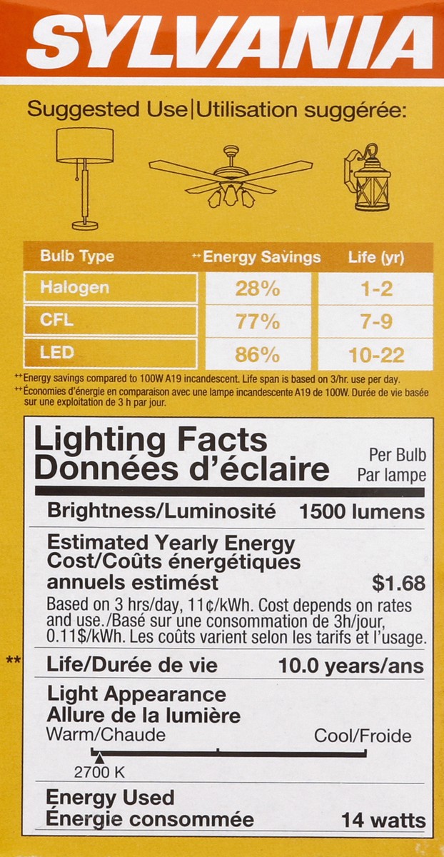 slide 2 of 5, Sylvania Light Bulbs 4 ea, 4 ct