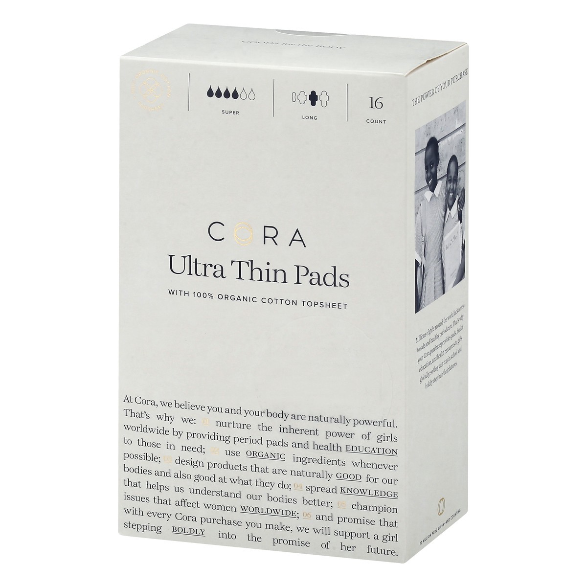 slide 3 of 9, Cora Long Super Ultra Thin Pads 16 ea, 16 ct