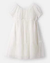 Oshkosh Girls Short-Sleeve Tulle Dress - White White 10