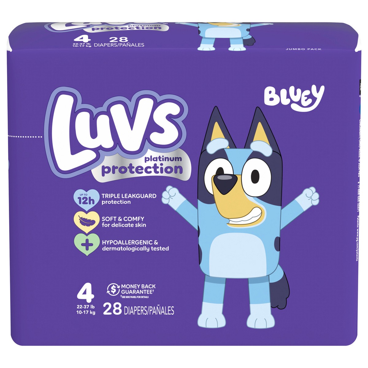 slide 1 of 10, Luvs Platinum Protection Baby Diapers, Size 4 (22-37 lbs), 28 Count, 28 ct