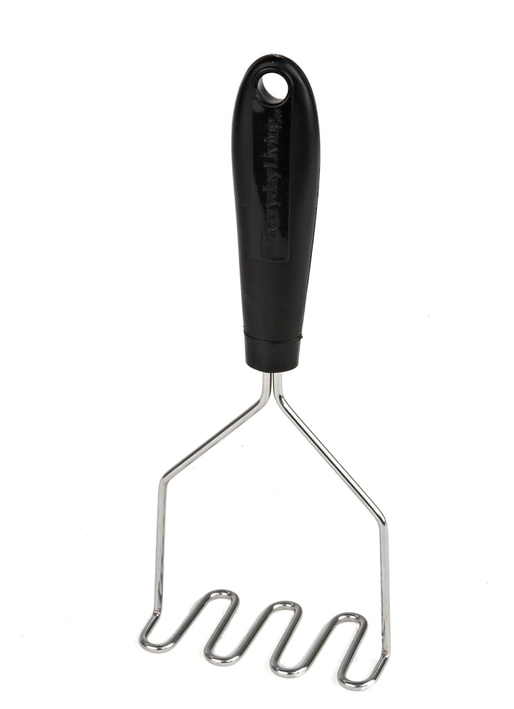 slide 1 of 1, Everyday Living Chrome Potato Masher - Black, 1 ct