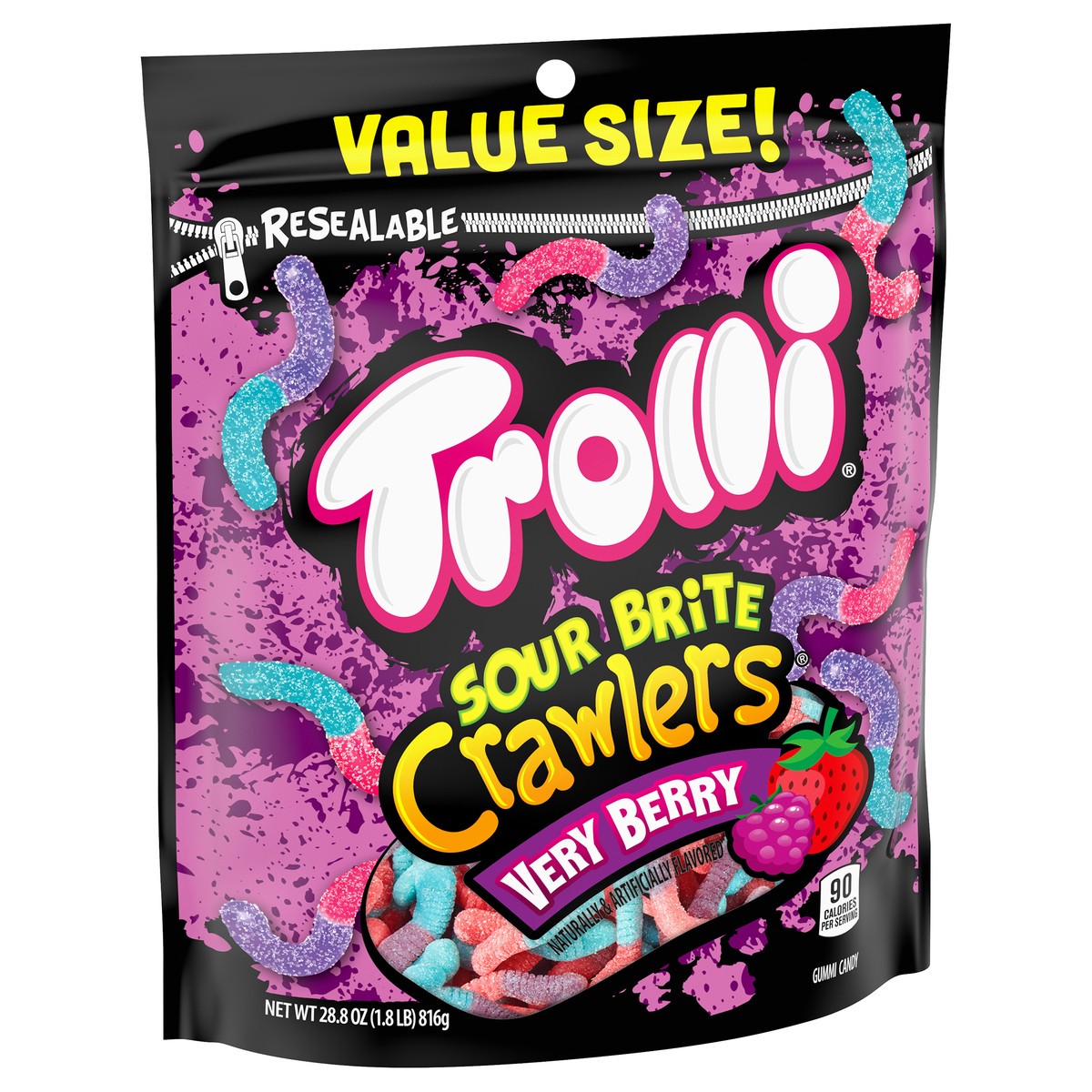 slide 7 of 9, TROLLI SOUR BRITE CRAWLERS Very Berry Gummi Candy 28.8 oz. Bag, 28.8 oz