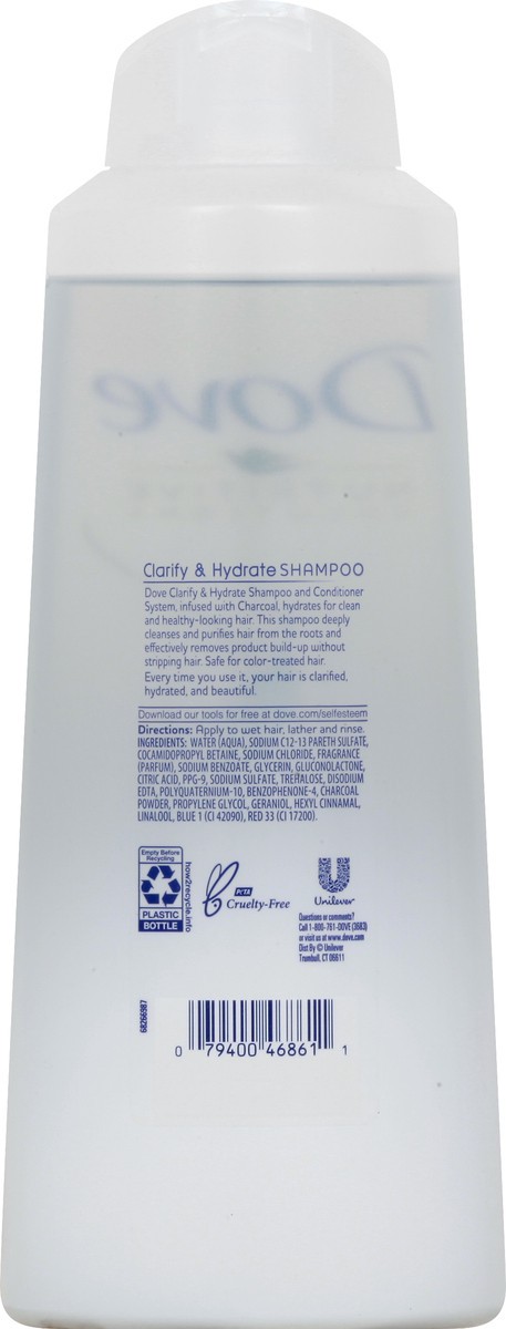 slide 6 of 9, Dove Shampoo Clarify & Hydrate, 20.4 oz, 81.6 oz, 4 ct