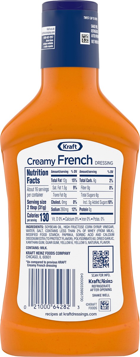 slide 5 of 9, Kraft Creamy French Salad Dressing, 16 fl oz Bottle, 16 fl oz