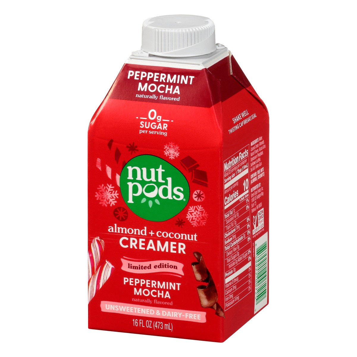 slide 3 of 9, nutpods Nutpods Unsweetened & Dairy-free Peppermint Mocha Almond & Coconut Creamer, 16 fl oz