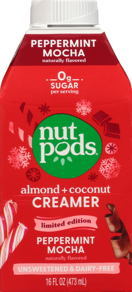 slide 6 of 9, nutpods Nutpods Unsweetened & Dairy-free Peppermint Mocha Almond & Coconut Creamer, 16 fl oz