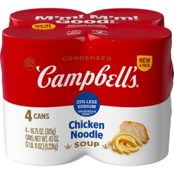 Campbell's Campbell’s Condensed 25% Less Sodium Chicken Noodle Soup, 10.75 oz Can (4 Pack)