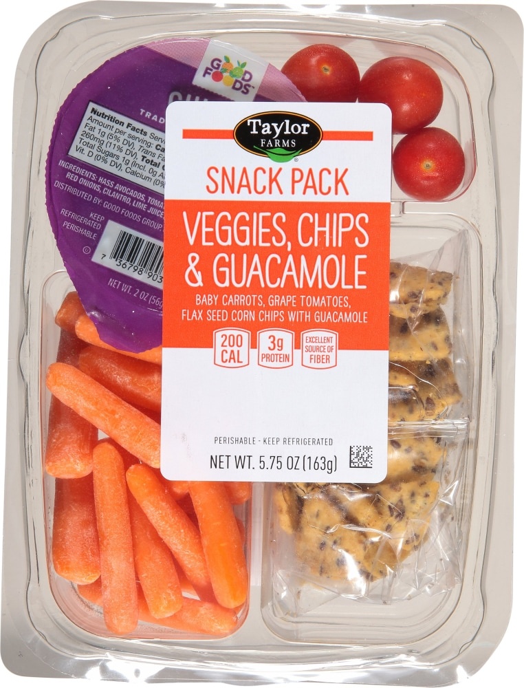 slide 1 of 1, Taylor Farms Veggies Chips & Guacamole Snack Tray, 5.75 oz