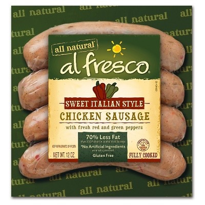 slide 1 of 2, Al Fresco Sundried Tomato & Basil Fully Cooked Chicken Sausage, 4 ct; 12 oz