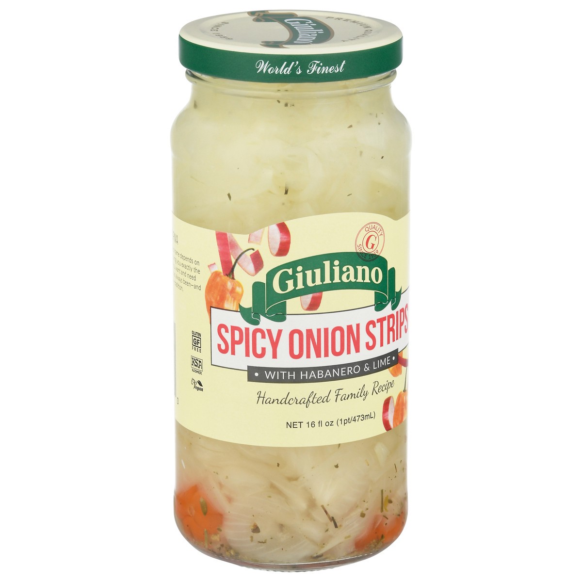 slide 2 of 9, Giuliano Spicy Onion Strips 16 fl oz, 16 fl oz