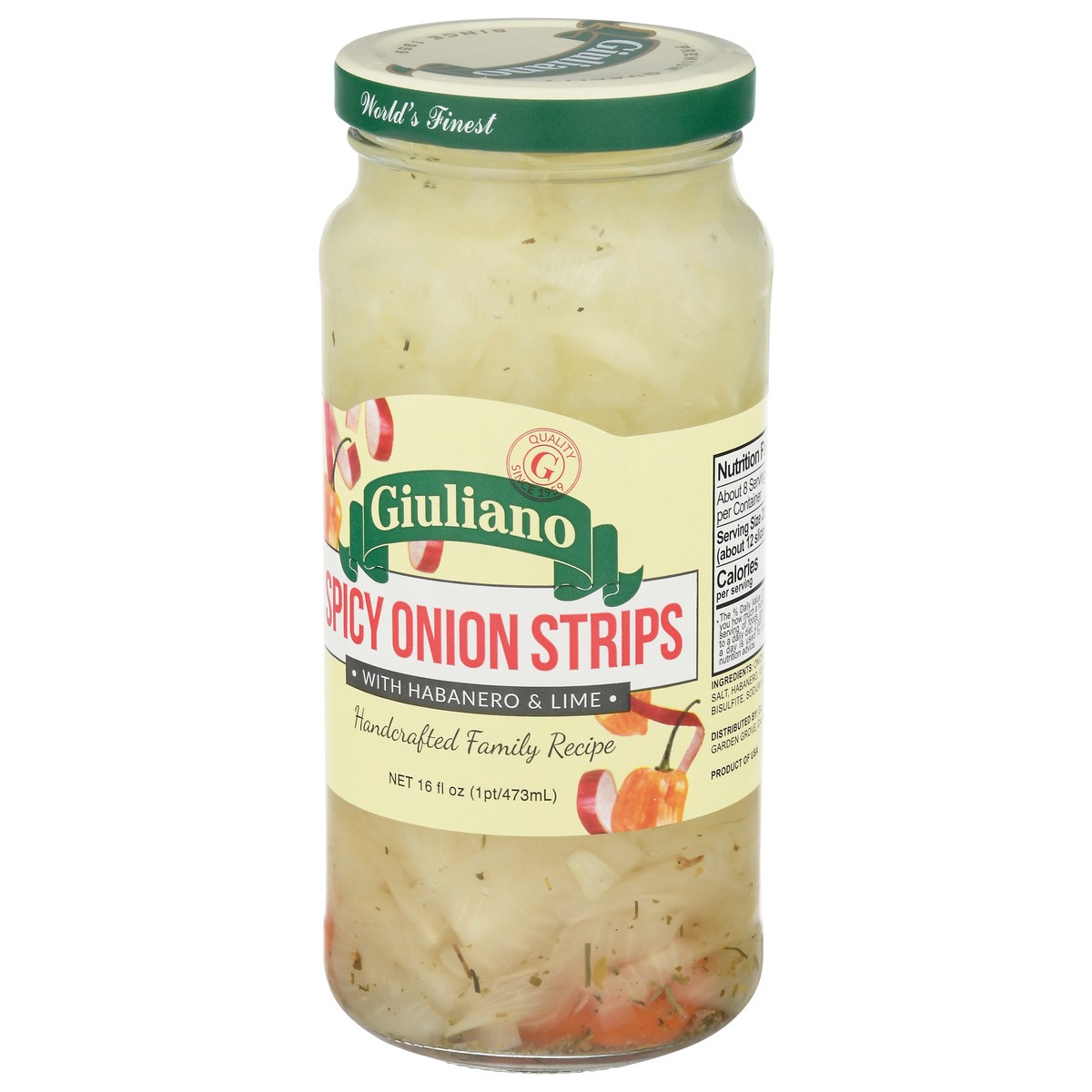 slide 3 of 9, Giuliano Spicy Onion Strips 16 fl oz, 16 fl oz