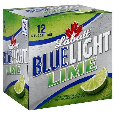 slide 1 of 1, Labatt Blue Light Lime Beer Bottles, 12 ct; 12 fl oz