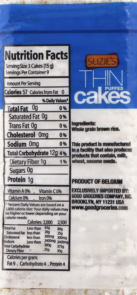 slide 5 of 5, Suzie's Suzies Crackers Puffed Cakes Thin Brown Rice - 4.9 Oz, 4.9 oz